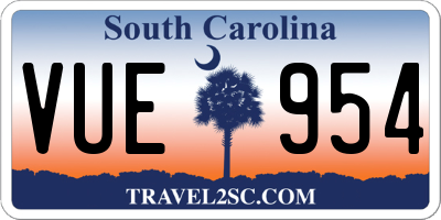 SC license plate VUE954