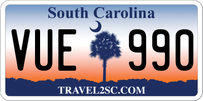 SC license plate VUE990