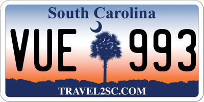 SC license plate VUE993