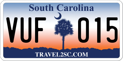 SC license plate VUF015