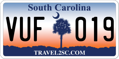 SC license plate VUF019