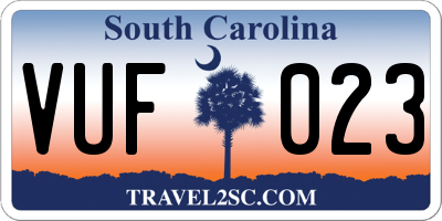 SC license plate VUF023