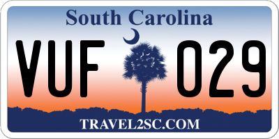 SC license plate VUF029