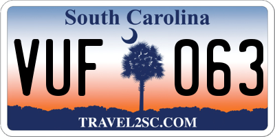 SC license plate VUF063
