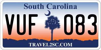 SC license plate VUF083