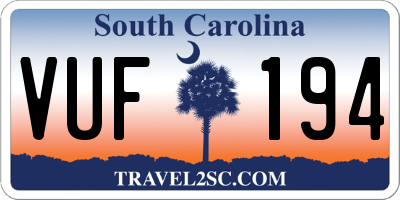 SC license plate VUF194