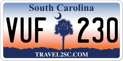 SC license plate VUF230