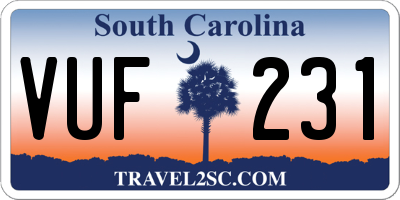 SC license plate VUF231