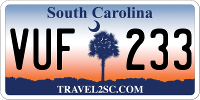 SC license plate VUF233