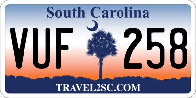 SC license plate VUF258