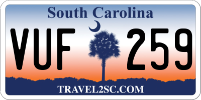 SC license plate VUF259
