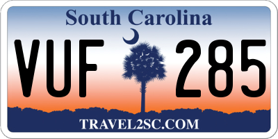 SC license plate VUF285