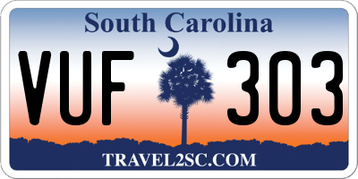 SC license plate VUF303