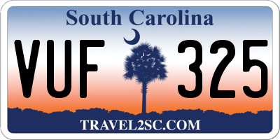 SC license plate VUF325
