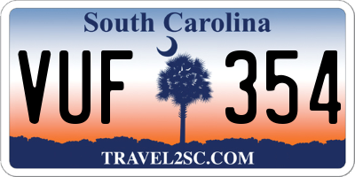 SC license plate VUF354