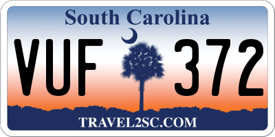 SC license plate VUF372