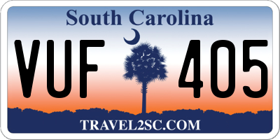 SC license plate VUF405