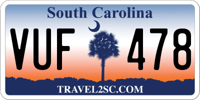 SC license plate VUF478