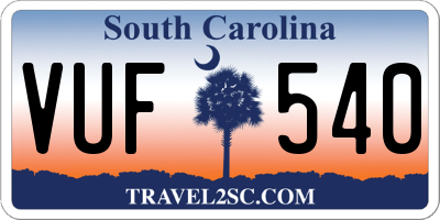 SC license plate VUF540