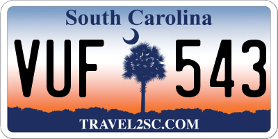 SC license plate VUF543