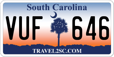 SC license plate VUF646