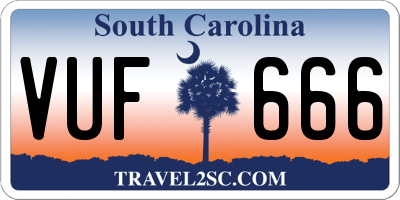 SC license plate VUF666