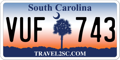 SC license plate VUF743