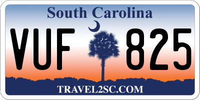 SC license plate VUF825