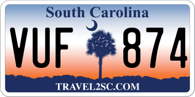 SC license plate VUF874