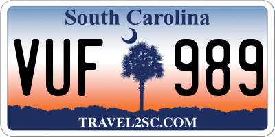 SC license plate VUF989