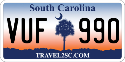 SC license plate VUF990