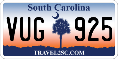 SC license plate VUG925
