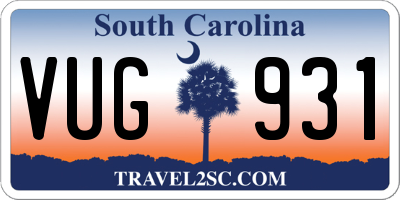 SC license plate VUG931