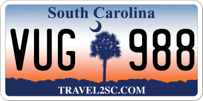 SC license plate VUG988