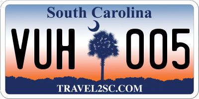 SC license plate VUH005