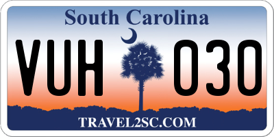 SC license plate VUH030
