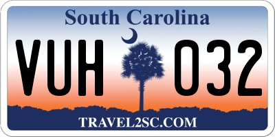 SC license plate VUH032
