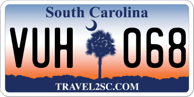 SC license plate VUH068