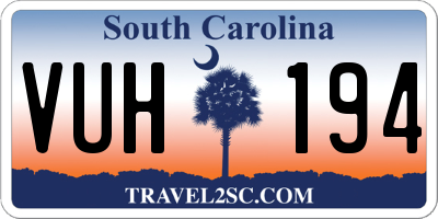 SC license plate VUH194