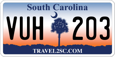 SC license plate VUH203