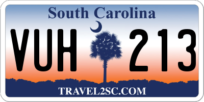 SC license plate VUH213