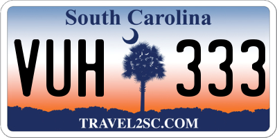 SC license plate VUH333