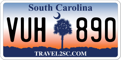 SC license plate VUH890