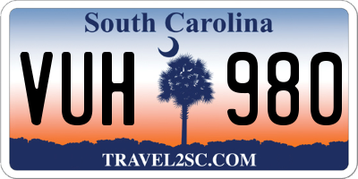 SC license plate VUH980