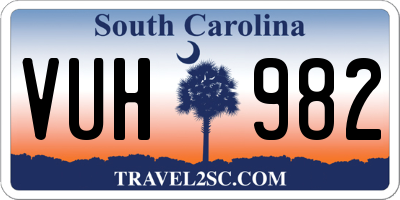 SC license plate VUH982