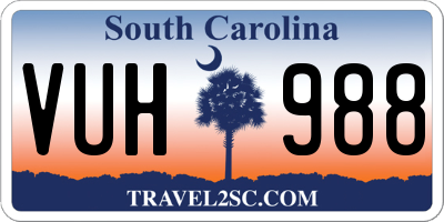 SC license plate VUH988