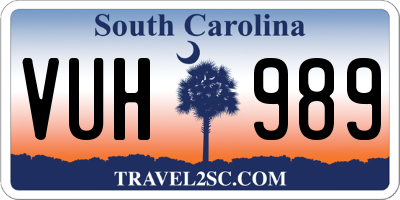 SC license plate VUH989