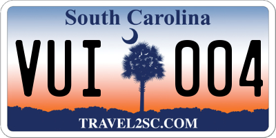 SC license plate VUI004