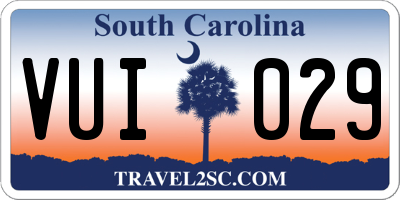 SC license plate VUI029