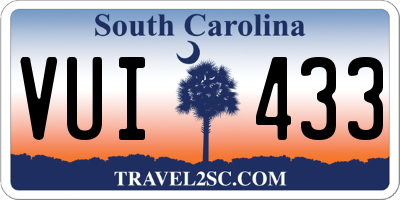 SC license plate VUI433